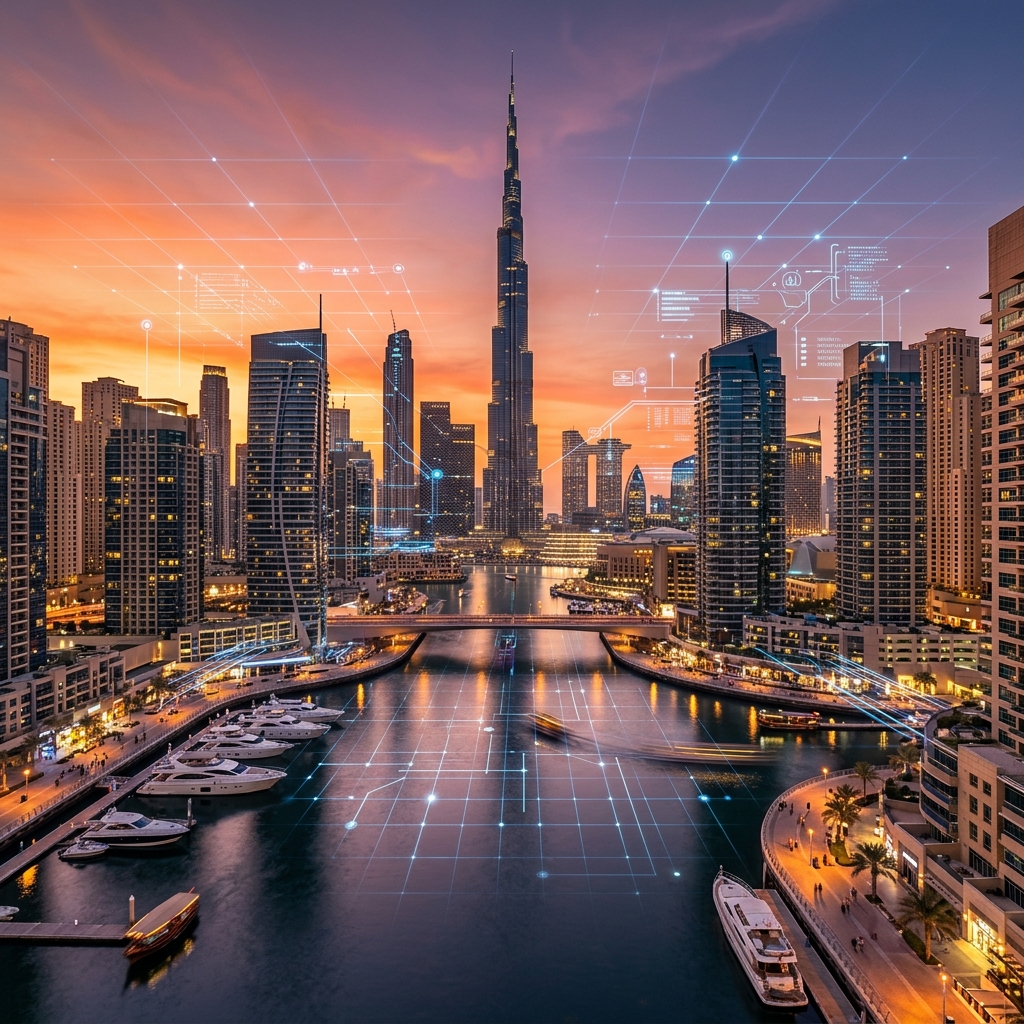 Dubai skyline with AI technology — Itmentors UAE